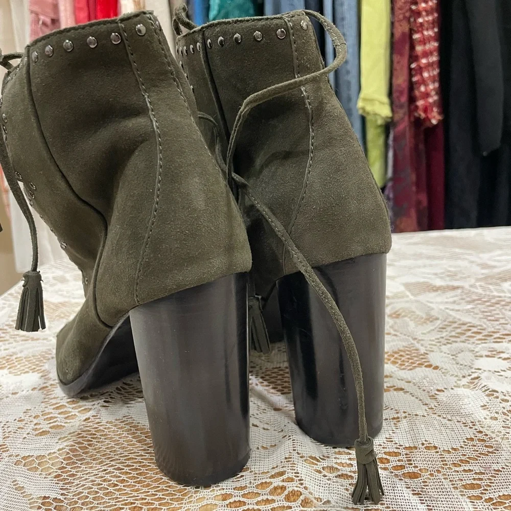 Frye Dark Green Lace-Up Heeled Boots - Picture 4 of 7